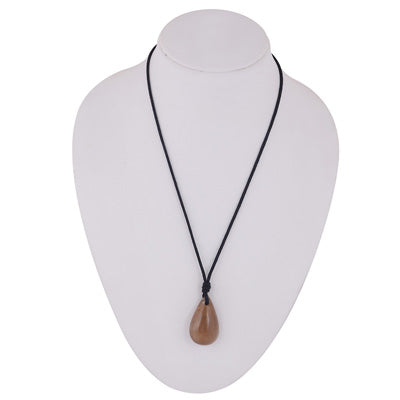 Magnificent Gemstone Golden Rutile Pear Shape Black Cotton Cord Pendant Necklace - R1900249-2