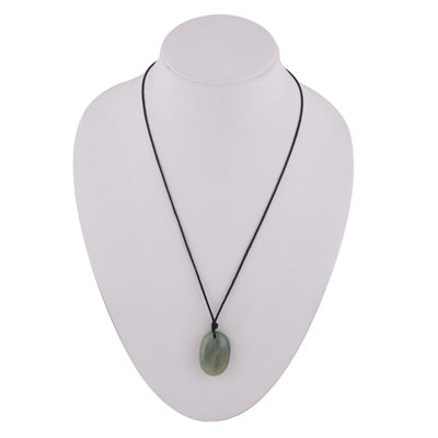Magnificent Gemstone Aquamarine Oval Shape Black Cotton Cord Pendant Necklace - R1900250-2