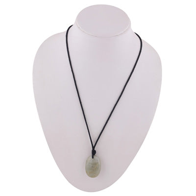 Magnificent Gemstone Aquamarine Oval Shape Black Cotton Cord Pendant Necklace - R1900250-3
