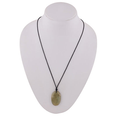 Magnificent Gemstone Aquamarine Oval Shape Black Cotton Cord Pendant Necklace - R1900250-5