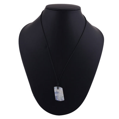 Magnificent Gemstone Rainbow Moonstone Fancy Shape Black Cotton Cord Pendant Necklace - R1900251-14