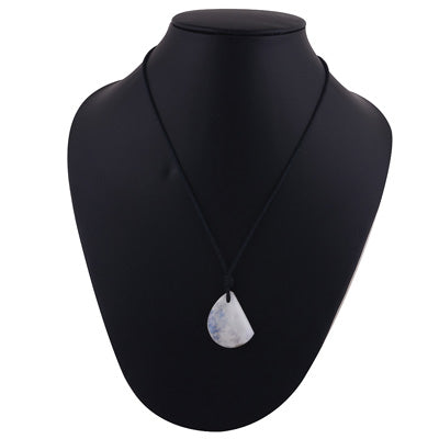 Magnificent Gemstone Rainbow Moonstone Fancy Shape Black Cotton Cord Pendant Necklace - R1900251-15