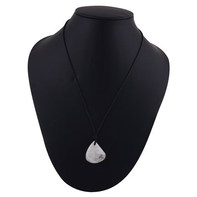 Magnificent Gemstone Rainbow Moonstone Fancy Shape Black Cotton Cord Pendant Necklace - R1900251-16