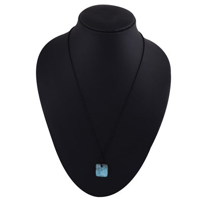 Magnificent Gemstone Larimar Square Shape Black Cotton Cord Pendant Necklace - R1900254-15