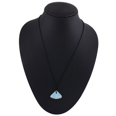 Magnificent Gemstone Larimar Fancy Shape Black Cotton Cord Pendant Necklace - R1900254-21