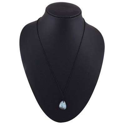 Magnificent Gemstone Larimar Fancy Shape Black Cotton Cord Pendant Necklace - R1900254-24