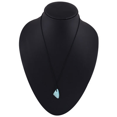 Magnificent Gemstone Larimar Fancy Shape Black Cotton Cord Pendant Necklace - R1900254-26