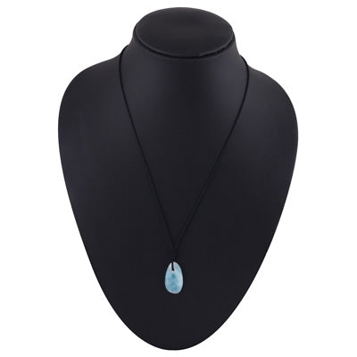 Magnificent Gemstone Larimar Fancy Shape Black Cotton Cord Pendant Necklace - R1900254-28