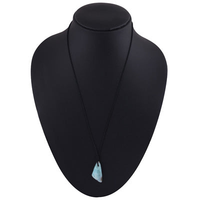 Magnificent Gemstone Larimar Fancy Shape Black Cotton Cord Pendant Necklace - R1900254-32