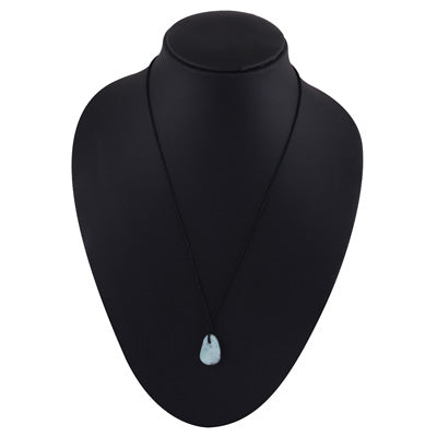 Magnificent Gemstone Larimar Fancy Shape Black Cotton Cord Pendant Necklace - R1900254-33