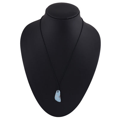 Magnificent Gemstone Larimar Fancy Shape Black Cotton Cord Pendant Necklace - R1900254-34