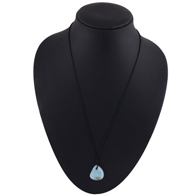 Magnificent Gemstone Larimar Fancy Shape Black Cotton Cord Pendant Necklace - R1900254-35