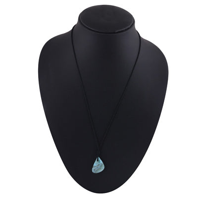 Magnificent Gemstone Larimar Fancy Shape Black Cotton Cord Pendant Necklace - R1900254-38