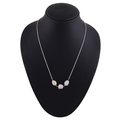 Gorgeous Multiple Pearl Baroque Shaped 925 Sterling Solid Silver Necklace - R1900257-2