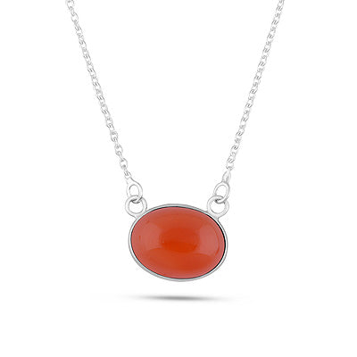 Gorgeous Gemstone Carnelian Oval Shape 925 Sterling Solid Silver Necklace - R1900259-8