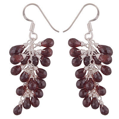 Beautifully Designed Garnet Drop Shape 925 Sterling Solid Silver Dangle Earrings - R2200001-468