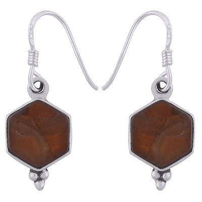 Gorgeous Rawa Work At Bottom Shell Hexagon Shape 925 Sterling Solid Silver Dangle Earrings - R2200004-29
