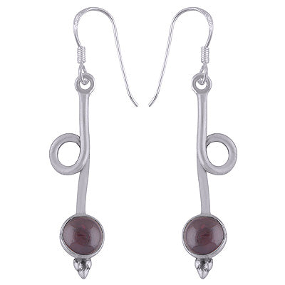 Gorgeous Twisted Wire design Garnet Round Shape 925 Sterling Solid Silver Dangle Earrings - R2200004-4