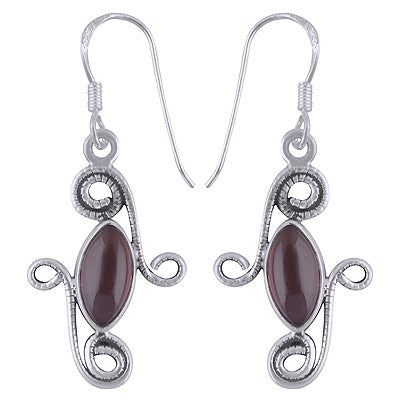 Stunning Textured Wire Work Around Garnet Marquise Shape 925 Sterling Solid Silver Dangle Earrings - R2200004-8