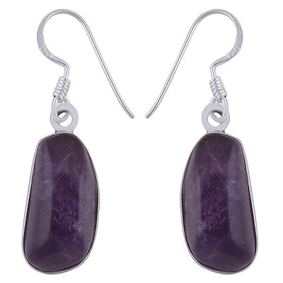 Beautiful Shaped Gemstone Amethyst Fancy Shape 925 Sterling Solid Silver Dangle Earrings - R2200005-1