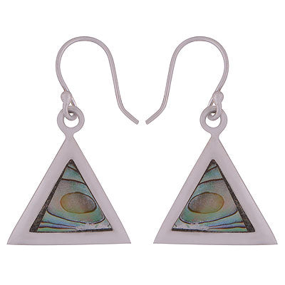 Gorgeous Triangle Gemstone Abalone Shell Triangle Shape 925 Sterling Solid Silver Dangle Earrings - R2200005-31