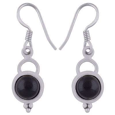 Minimal Rawa Work at Bottom Amethyst Round Shape 925 Sterling Solid Silver Dangle Earrings - R2200006-2