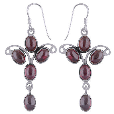 Gorgeous Wire Work Around Garnet Oval Shape 925 Sterling Solid Silver Dangle Earrings - R2200008-5