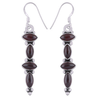 Gorgeous Horizontally & Vertically Seated Garnet Marquise Shape 925 Sterling Solid Silver Dangle Earrings - R2200010-7