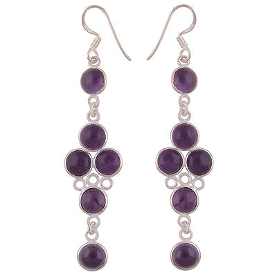 Alluring Chandelier Inspired Loaded with Gemstones Amethyst Round Shape 925 Sterling Solid Silver Dangle Earrings - R2200011-5