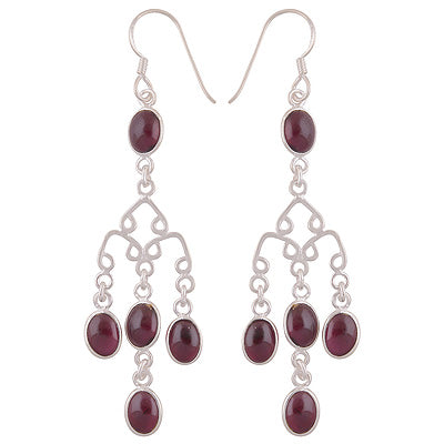 Stunning Chandelier Loaded with Gemstones Garnet Oval Shape 925 Sterling Solid Silver Dangle Earrings - R2200011-7