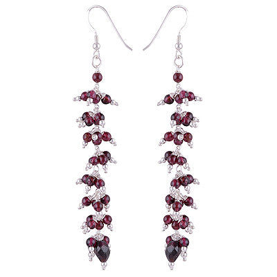 Beautiful Three layer Pattern loaded with Beads Garnet Round Shape 925 Sterling Solid Silver Dangle Earrings - R2200013-4