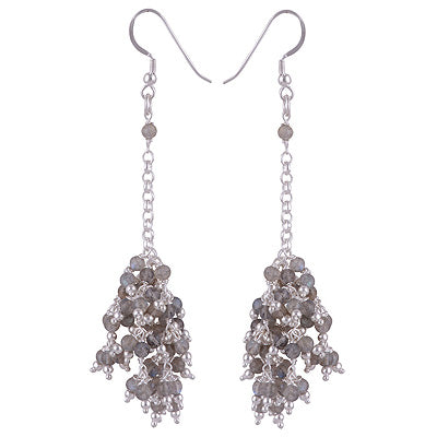 Stunning Chandelier Inspired Loaded with Gemstones Labradorite Round Shape 925 Sterling Solid Silver Dangle Earrings - R2200013-9