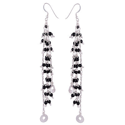 Beautiful Modern Chandelier Inspired Loaded with Gemstones Black Onyx Round Shape 925 Sterling Solid Silver Dangle Earrings - R2200014-12