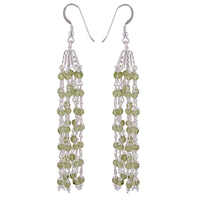 Stunning Chandelier loaded with Gemstone Beads Peridot Round Shape 925 Sterling Solid Silver Dangle Earrings - R2200014-2