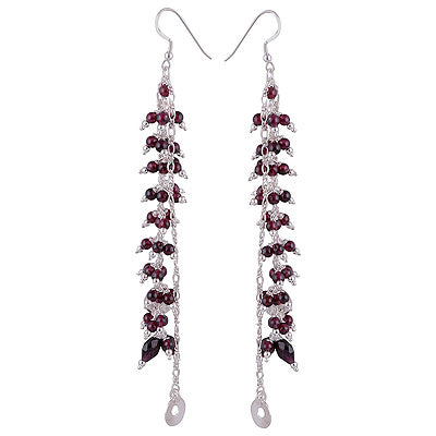 Beautiful Modern Chandelier Inspired Loaded with Gemstones Garnet Round Shape 925 Sterling Solid Silver Dangle Earrings - R2200014-7
