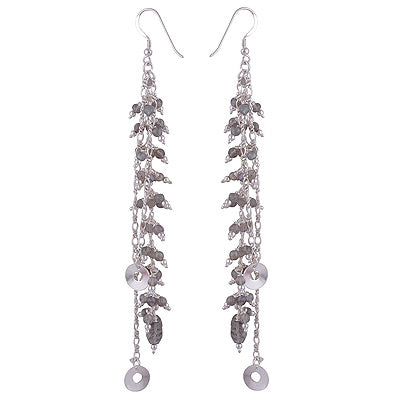 Beautiful Modern Chandelier Inspired Loaded with Gemstones Labradorite Round Shape 925 Sterling Solid Silver Dangle Earrings - R2200014-9