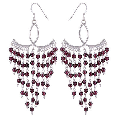 Gorgeous Chandelier Loaded with Gemstone Beads Garnet Round Shape 925 Sterling Solid Silver Dangle Earrings - R2200015-11