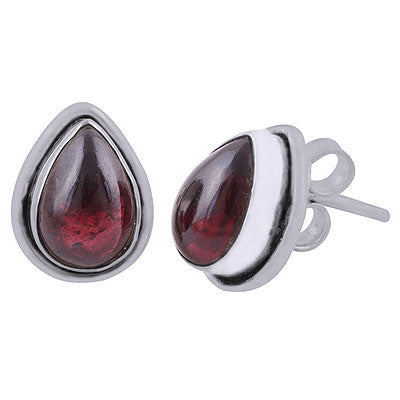 Stunning Oxidised Work Around Garnet Pear Shape 925 Sterling Solid Silver Stud Earrings - R2200016-24