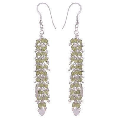 Gorgeous Loaded with Hanging Gemstone beads Peridot Round Shape 925 Sterling Solid Silver Dangle Earrings - R2200018-8