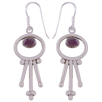 Uniquely Design Around Amethyst Oval Shape 925 Sterling Solid Silver Dangle Earrings - R2200023-10
