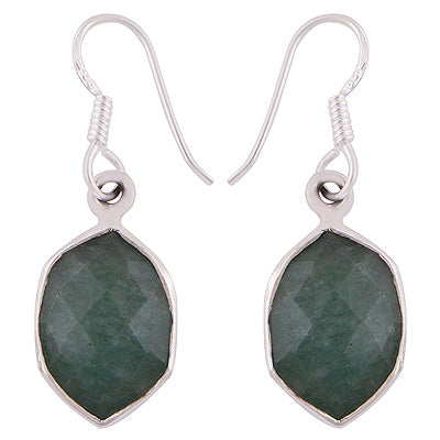 Alluring Gemstone Green Jade Elongated Hexagon Shape 925 Sterling Solid Silver Dangle Earrings - R2200023-2