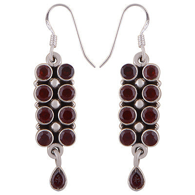 Elegant Rawa in Between Garnet Pear,Round Shape 925 Sterling Solid Silver Dangle Earrings - R2200024-21