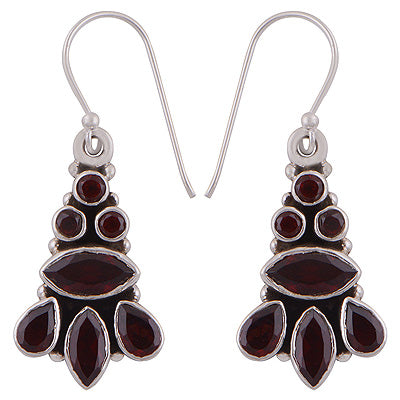 Alluring Loaded with Gemstones Garnet Irregular Shape 925 Sterling Solid Silver Dangle Earrings - R2200024-7