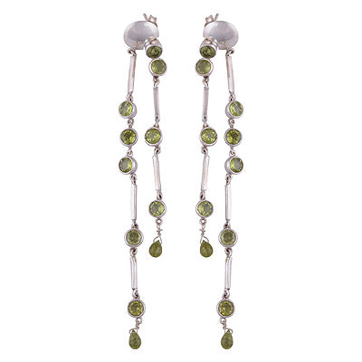 Beautiful Chandelier Loaded with Gemstones Peridot Drop,Round Shape 925 Sterling Solid Silver Dangle Earrings - R2200025-1