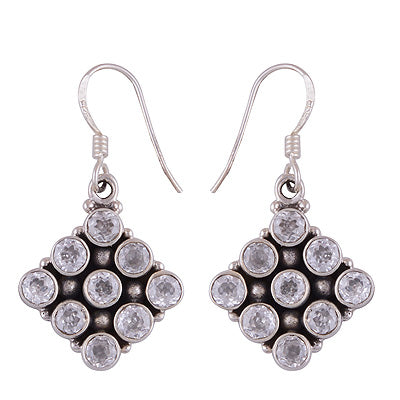Gorgeous Rawa Between White Cubic Zirconia Round Shape 925 Sterling Solid Silver Dangle Earrings - R2200025-2