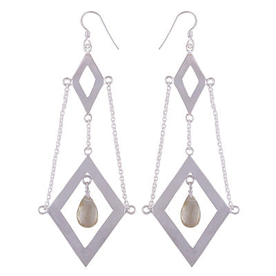 Beautiful Chandelier Designed Around Lemon Topaz Drop Shape 925 Sterling Solid Silver Dangle Earrings - R2200027-2
