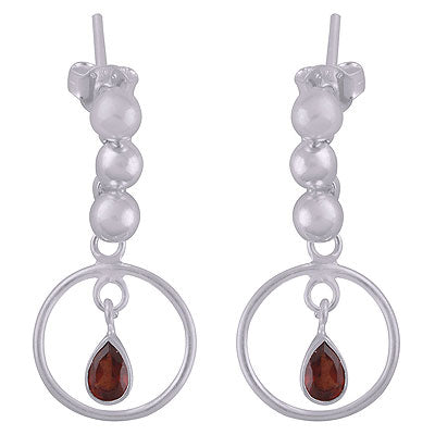 Beautifully designed hanging Gemstone Garnet Pear Shape 925 Sterling Solid Silver Stud Earrings - R2200028-1