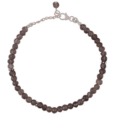 Beautiful Rawa Work in Between Smoky Topaz Round Shape 925 Sterling Solid Silver Bracelet - R2300240-123