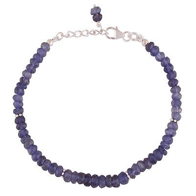 Beautiful Rawa Work in Between Iolite Round Shape 925 Sterling Solid Silver Bracelet - R2300240-236