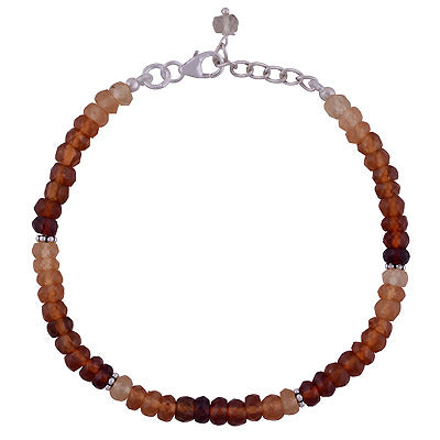 Beautiful Rawa Work in Between Hessonite Round Shape 925 Sterling Solid Silver Bracelet - R2300240-313